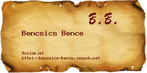 Bencsics Bence névjegykártya