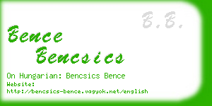 bence bencsics business card